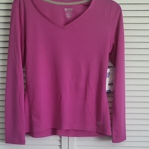 Reel Legends Women's Magenta V-Neck Long Sleeve Blouse